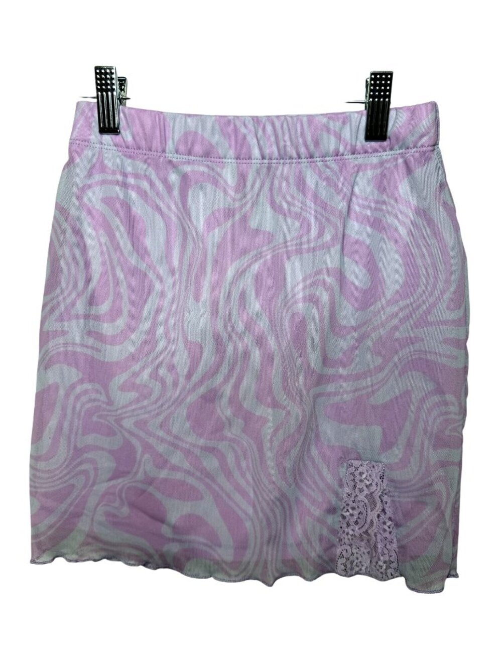 Forever 21 Y2K Mini Skirt Womens Small Purple Mesh Swirl Festival